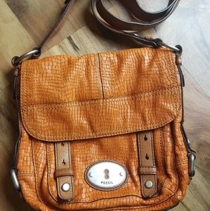 Fossil Embossed Leather Crossbody Bag